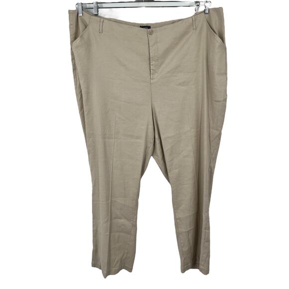 NYDJ pants beige linen Marilyn stretch linen trousers size 28W - Picture 1 of 7